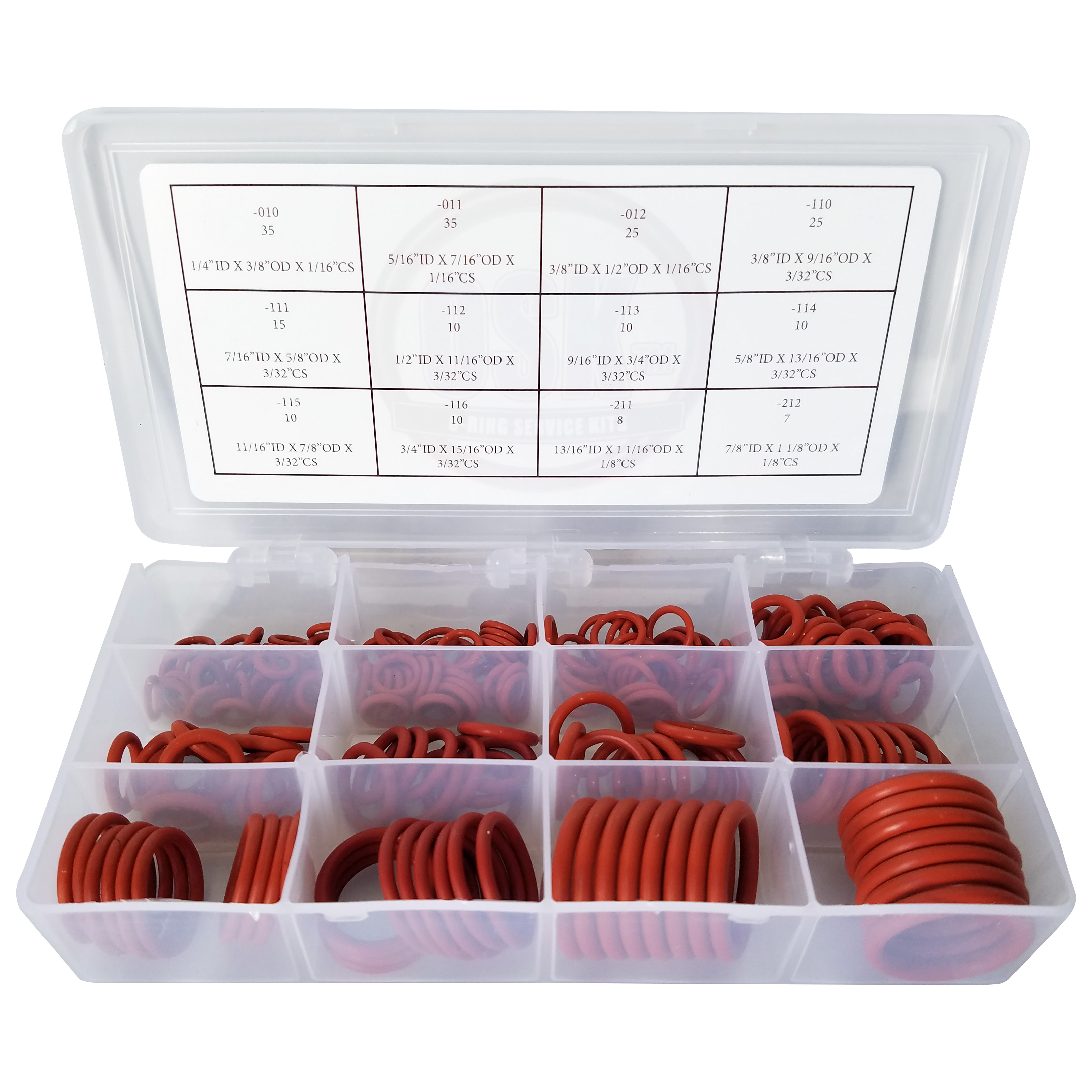 OSK™ O-Ring Kit 200 Piece 12 Sizes Silicone FDA 70 Duro [K200X12S70] : The O -Ring Store LLC, We make getting O-Rings easy!